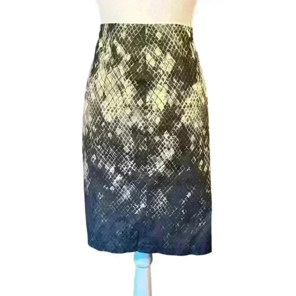Karen Millen Snake Print Knee Length Straight Pencil Skirt Size 10
